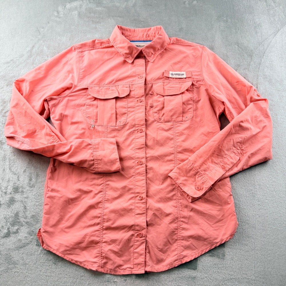 Magellan Outdoors Fish Gear Womens XS Coral Pink Fishing Shirt Relaxed Fit Nylon
